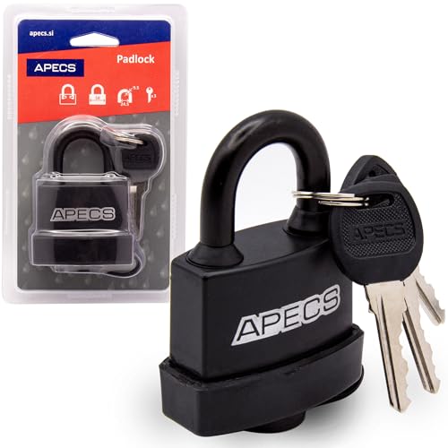APECS Vorhängeschloss wetterfest für Außenbereich Gebraucht mit 3 Schlüsseln, Hangschloss 58mm, Kellerschloss, containerschloss, Sicherheitsschloss PDR-50-55 APECS Vorhängeschloss wetterfest für Außenbereich Gebraucht mit 3 Schlüsseln, Hangschloss 58mm, Kellerschloss, containerschloss, Sicherheitsschloss PDR-50-55 von APECS