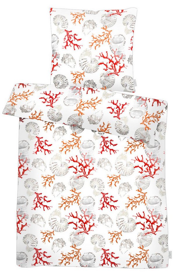 APELT Bettwäsche Coral Gots, Satin (Bio-Baumwolle), Korallen und Muscheln von APELT