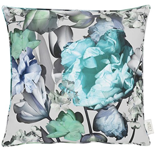 APELT Daphne 46X46 14 Kissenhülle, Polyester-Baumwolle, türkis / grau / weiß, 46 x 46 x 0.3 cm von APELT