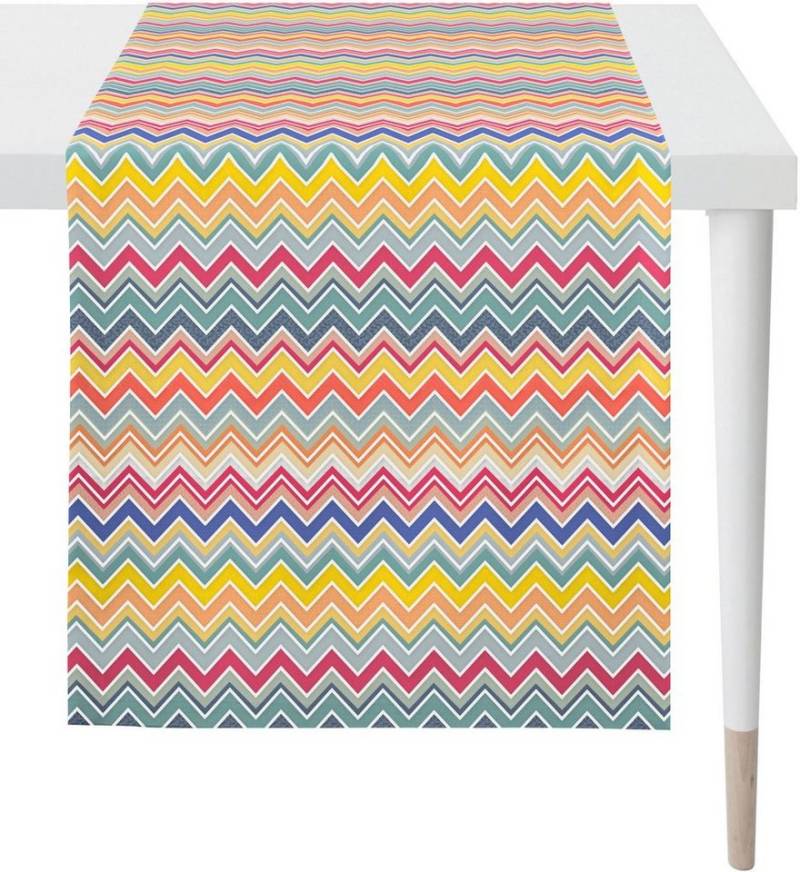 APELT Tischläufer 3902 OUTDOOR, Sommerdeko, Sommer (1-tlg), Digitaldruck, Zick-Zack Design in tollen Farben, mit Fleckschutz von APELT
