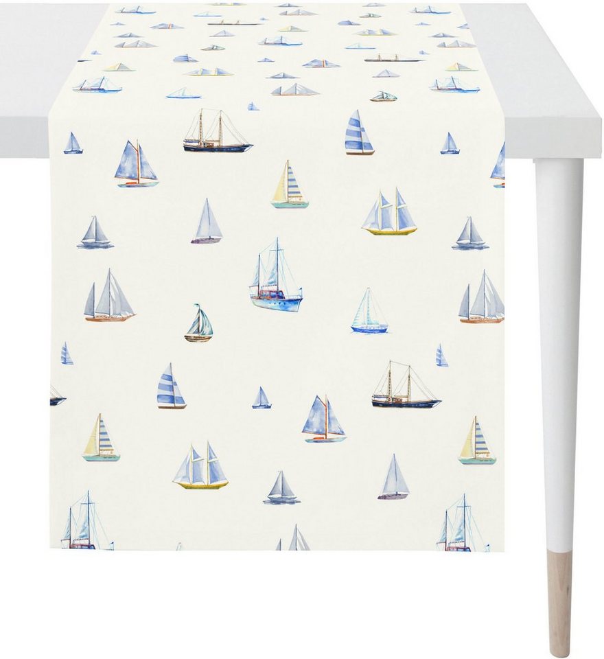 APELT Tischläufer 3911 OUTDOOR, Sommerdeko, Sommer (1-tlg), mit Schiff-Motiv im Digitaldruck von APELT