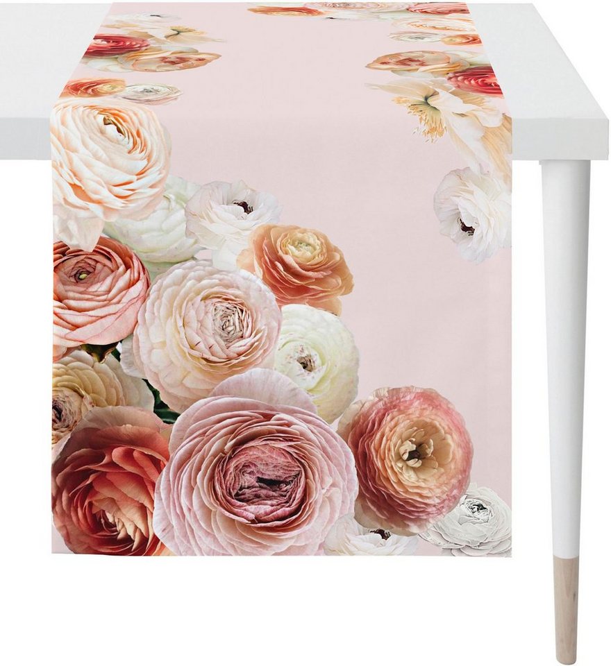 APELT Tischläufer 6802 HAPPY VALENTINE, Valentinstag (1-tlg), Digitaldruck, mit Frühjahrsblüten Motiv, Sommerdeko von APELT