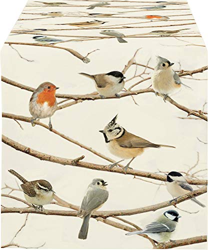 APELT Tischläufer Winterwelt Baumwolle Vögel Größe 46x135 cm von APELT