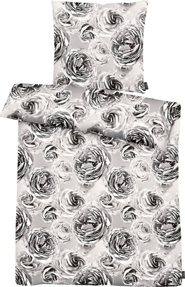 APELT Bettwäsche Beatrice, Mako-Satin, 2 teilig, exklusives großformatiges Blumendesign setzt ein modisches Statement von APELT