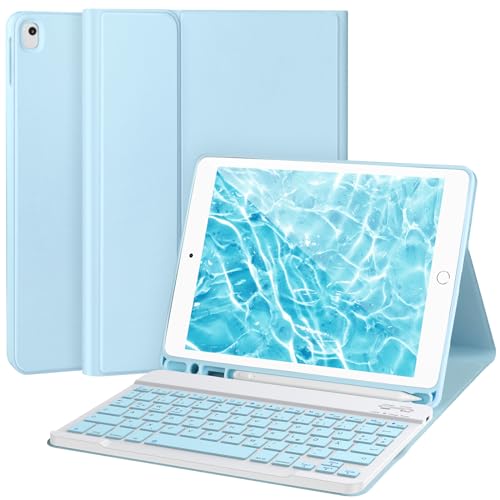 Tastatur Hülle für iPad 9/8/7. Gen10.2 Zoll,Hülle mit Tastatur für iPad 10.2,Tastatur für iPad 9. Gen,Abnehmbare Bluetooth-Tastatur für iPad 10.2, iPad Tastatur Hülle 9. Gen mit Stifthalter,Blau von APHBZGE