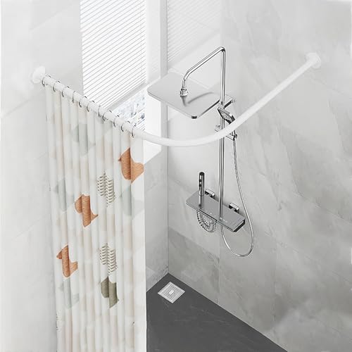 APHTOCF Duschvorhangstange L Form, 120 X 120 cm Duschstange Ecke Edelstahl, Vorhangstange Ohne Bohren Weiß Für Badezimmer Badewanne Umkleidekabine von APHTOCF