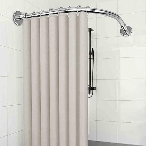 APHTOCF Duschvorhangstange L Form Ohne Bohren Ecke Halterung 70-95x70-95cm, Duschstange Für Duschvorhang Badewanne Schiene, Ohne Deckenhalterung, Für Badezimmer, Bekleidungsgeschäft, Silber APHTOCF Duschvorhangstange L Form Ohne Bohren Ecke Halterung 70-95x70-95cm, Duschstange Für Duschvorhang Badewanne Schiene, Ohne Deckenhalterung, Für Badezimmer, Bekleidungsgeschäft, Silber von APHTOCF