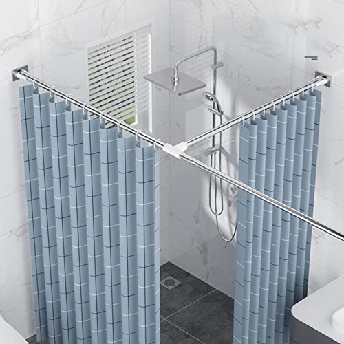 APHTOCF Gerader Duschvorhangstange Ohne Bohren, 304 Edelstahl T Form Teleskopstange, Ohne Deckenhalterung, Als Duschstange, Kleiderstange Oder Raumteiler(Size:D 140-220+110-170cm.) von APHTOCF