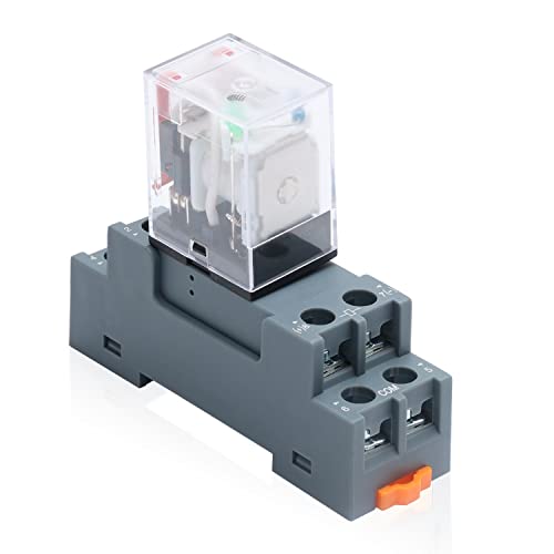 APIELE [3 Jahre Garantie] 12V DC 8 Pins 10A Spule Elektromagnetisches Leistungsrelais 2PDT 2NO+2NC MY2NJ HH52Pmit Kontrollleuchte mit Steckdose (12VDC) von APIELE