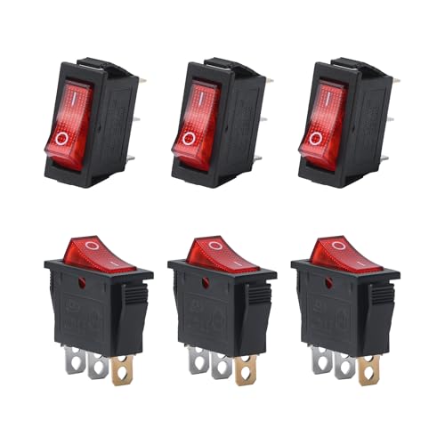 APIELE 6 Stück KCD3-101N beleuchtete Rocker-Schalter mit 250V Langlebiger Rocker-Schalter Einpolige Single Throw 2 Position APIELE 6 Stück KCD3-101N beleuchtete Rocker-Schalter mit 250V Langlebiger Rocker-Schalter Einpolige Single Throw 2 Position von APIELE