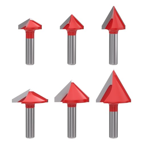 APIELE 6 Stück V-Nut Fräser Set 3D CNC 8mm Schaft | 60°/90°/120° V-Nut | V-Nut Router Bits zum Trimmen, Schlitzen, Gravieren & Finishen von Holzprojekten für Holzbearbeitung Scharfe APIELE 6 Stück V-Nut Fräser Set 3D CNC 8mm Schaft | 60°/90°/120° V-Nut | V-Nut Router Bits zum Trimmen, Schlitzen, Gravieren & Finishen von Holzprojekten für Holzbearbeitung Scharfe von APIELE