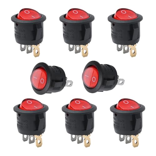 APIELE 8 Stück Wippschalter 3 Steckerpins runde Form Tastatur-Wippschalter mit 250 Volt und 6 Ampere geeignet für Haushalte Industrie und DIY-Projekte Der Typ ist KCD1-5-101N RED runder Schalter APIELE 8 Stück Wippschalter 3 Steckerpins runde Form Tastatur-Wippschalter mit 250 Volt und 6 Ampere geeignet für Haushalte Industrie und DIY-Projekte Der Typ ist KCD1-5-101N RED runder Schalter von APIELE
