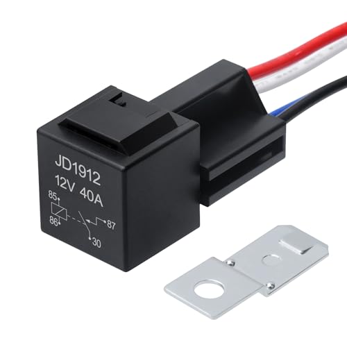 APIELE Relais 12 V 40 A Auto Relais 4 Pin SPST wasserdicht Unterbrecher für Elektroinstallation, automatische Überlast-Schutz-Schalter mit 12 AWG Kabelbaum und für LKW Boot Autos Motorräder von APIELE
