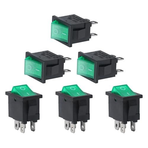 APIELE Schalter Wippschalter 6 Stück Vierfüßiger Schiffsform-Wippschalter Elektronischer Schalter Switch microswitch ON-Off Function KCD1-4-201 GREEN 250V 6A APIELE Schalter Wippschalter 6 Stück Vierfüßiger Schiffsform-Wippschalter Elektronischer Schalter Switch microswitch ON-Off Function KCD1-4-201 GREEN 250V 6A von APIELE