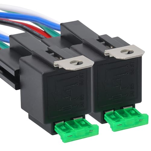 APIELE Schaltrelais, 12V Betriebsspannung ATO/ATC Flachsicherung 12V 30A 4-polige SPST-Relais für 12 AWG Hochleistungskabeln 2Stück von APIELE