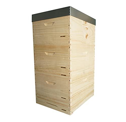 APIFORMES Lorenzo Langstroth Beute - 10 Waben Holzbeute- 3 Zarge 30 Rähmchen Abspergitter Innendeckel Blechdach Imkerei Imkereibedarf von APIFORMES