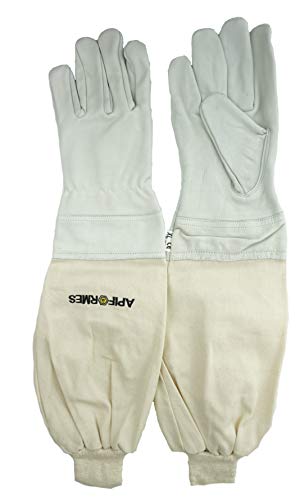 APIFORMES Ziegenleder Imker Handschuhe mit Gummi - XL - leicht Grau | Echtes Leder | Bienen Schtichschutz | Imker | Imkereibedarf | von APIFORMES