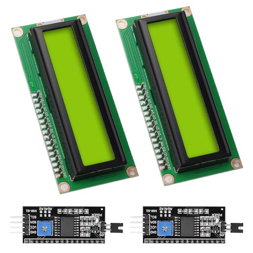 APKLVSR LCD I2C IIC Display Modul,16x2 Zeichen Display Modul mit I2C Schnittstelle kompatibel mit Raspberry Pi/Arduino(gelb-grünem Bildschirm) von APKLVSR
