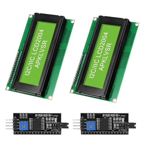 APKLVSR 2004A LCD I2C IIC Display Modul,16x2 Zeichen Display Modul mit I2C Schnittstelle kompatibel mit Raspberry Pi/Arduino(gelb-grünem Bildschirm) von APKLVSR