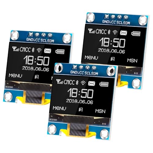 APKLVSR 3PCS 0,96 Zoll OLED Display I2C 128 x 64 Pixel I2C Display Modul,kompatibel mit Arduino Raspberry Pi (Weiß) von APKLVSR