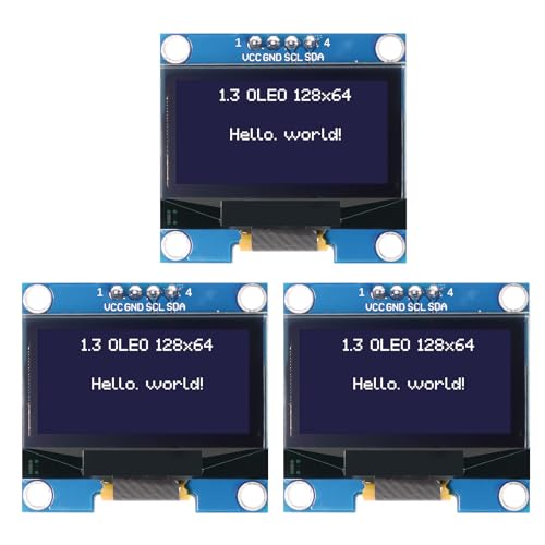 APKLVSR 3PCS 1.3 Zoll OLED Display I2C 128 x 64 Pixel I2C Bildschirm Anzeigemodul,OLED Display Modul für Arduino (weißen Zeichen) von APKLVSR