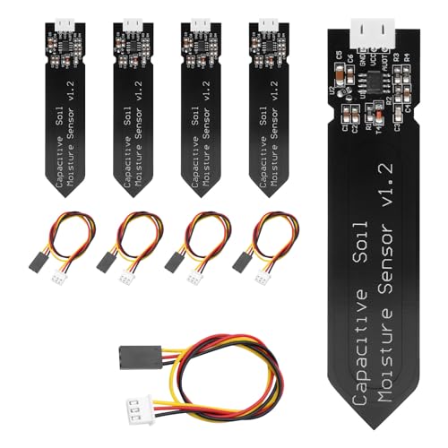 APKLVSR 5 Stück Bodenfeuchtesensor,Kapazitive Analoger Hygrometer Feuchtigkeitssensor ohne Korrosion,Soil Moisture Sensor für Arduino von APKLVSR