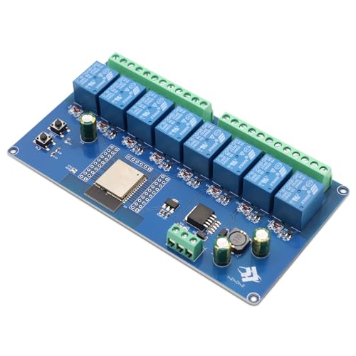 APKLVSR ESP32 8-Kanal Relais Modul - WiFi Bluetooth BLE Mit ESP32-WROOM Entwicklungsboard, DC5-30V Stromversorgung Für Arduino IDE (LC-Relay-ESP32-8R-D5) von APKLVSR