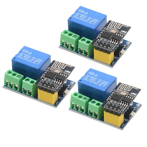 APKLVSR ESP8266 ESP-01 Relais Modul,DC 5V-12V WiFi Drahtloses Relaismodul für IoT Smart Home Arduino,kompatibel mit Arduino(3 Stück) von APKLVSR