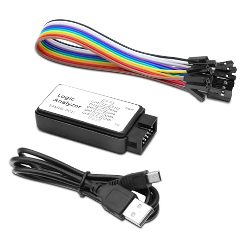 APKLVSR Logic Analyzer 8 CH, USB Logic Analyzer Gerät mit USB-Kabel,24MHz 8CH Logic Analyzer 8-Kanal UART IIC SPI Debug kompatibel mit Arduino von APKLVSR