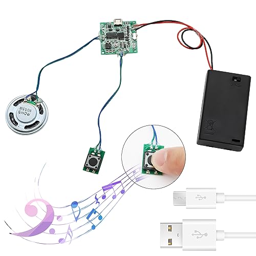 APKLVSR MP3 Sound Chip Modul, 8M MP3-aufnehmbares PCB-Soundmodul USB-herunterladbares Soundmodul für Bastelarbeiten,MP3 Sound Chip Modul programmierbarer,mit AA-Batteriebox + USB-Kabel für DIY APKLVSR MP3 Sound Chip Modul, 8M MP3-aufnehmbares PCB-Soundmodul USB-herunterladbares Soundmodul für Bastelarbeiten,MP3 Sound Chip Modul programmierbarer,mit AA-Batteriebox + USB-Kabel für DIY von APKLVSR