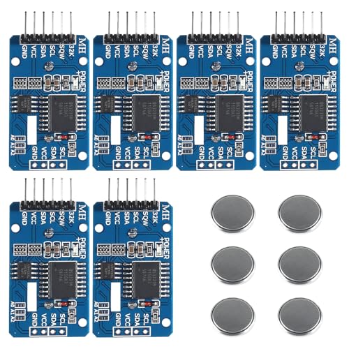 APKLVSR Real-Time Clock RTC Modul kompatibel mit I2C Echtzeituhr,Uhrmodul I2C RTC-Modul für Arduino und RPi mit Batterie(6 Stück) von APKLVSR