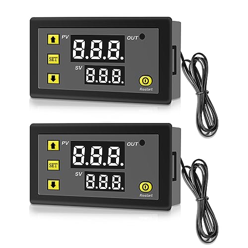 APKLVSR W3230 LCD Digital Thermostat,Digitaler Temperaturregler DC 12V 20A,Digitaler Thermostat Temperaturschalter-50-120℃ mit LCD Digital Anzeige &Temperatur Sonde Hochtemperatur Alarm-2 Stücke von APKLVSR