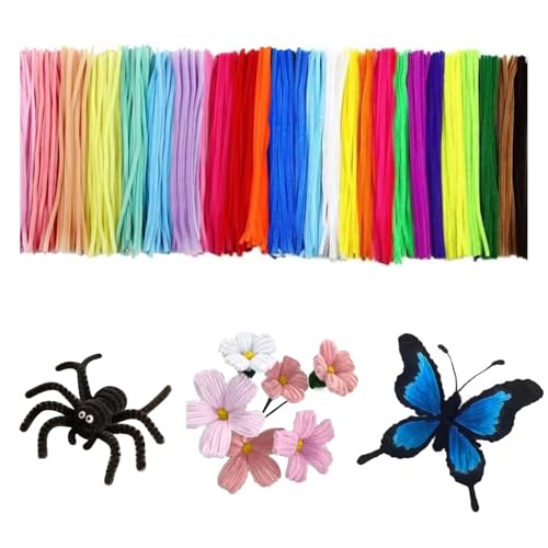 APKOL 300 Stück Pfeifenputzer zum Basteln, 27 Farben Pfeifenreiniger zum Basteln, 30cm Chenilledraht, Bastel, Pfeifenreiniger Chenilledraht Pfeiffendraht für Kreative DIY und Basteldeko von APKOL