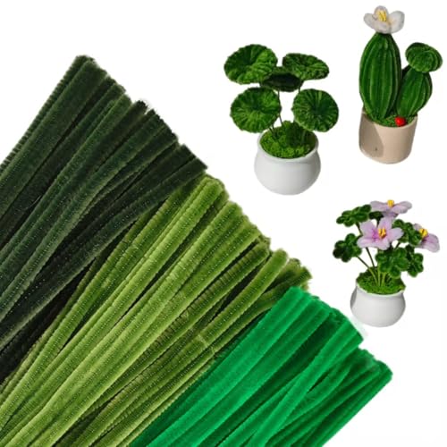 APKOL 300 Stück Pfeifenputzer zum Basteln Grün, 3 Farben Pfeifenreiniger zum Basteln, 30cm Chenilledraht, Bastel, Pfeifenreiniger Chenilledraht Pfeiffendraht für Kreative DIY-Projekte und Basteldeko von APKOL