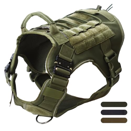 APKOL Hundegeschirr Grosse Hunde,Taktische Hundeweste Mit taktischem MOLLE und Metallschnalle,Atmungsaktive Verstellbarer Heavy Duty Sicherheitsgeschirr Hund für Große und Mittelgroße Hunde von APKOL