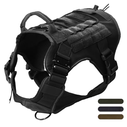 APKOL Hundegeschirr Grosse Hunde,Taktische Hundeweste Mit taktischem MOLLE und Metallschnalle,Atmungsaktive Verstellbarer Heavy Duty Sicherheitsgeschirr Hund für Große und Mittelgroße Hunde von APKOL