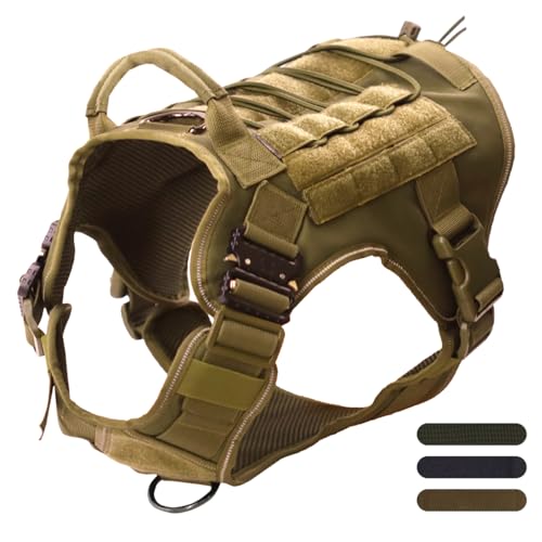 APKOL Hundegeschirr Grosse Hunde,Taktische Hundeweste Mit taktischem MOLLE und Metallschnalle,Atmungsaktive Verstellbarer Heavy Duty Sicherheitsgeschirr Hund für Große und Mittelgroße Hunde von APKOL