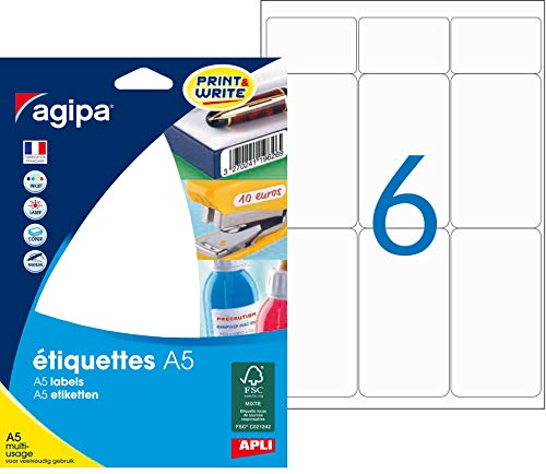 agipa 114022 Universal-Etiketten, 80 x 45 mm, weiß von APLI