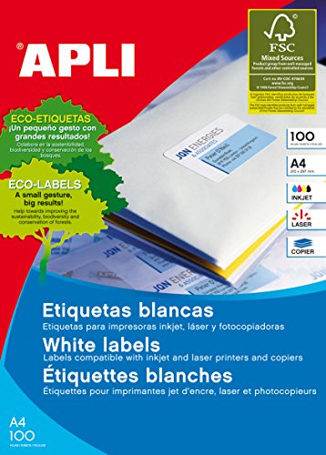 APLI 002647 - Pack 100 weiβe Etiketten für Drucker 105X70 von APLI
