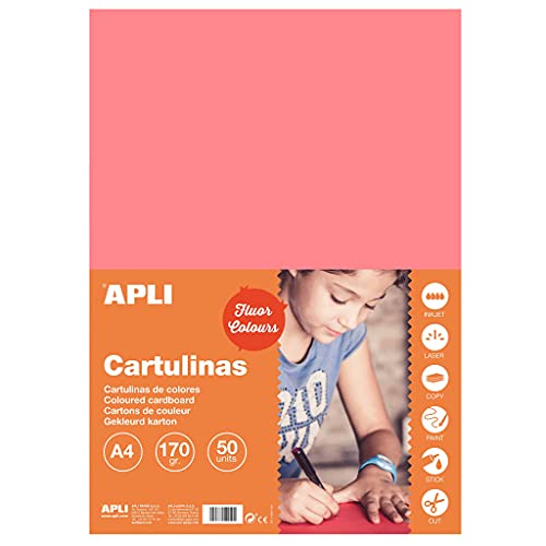 APLI 14251 – Karton in fluoreszierendem Rosa, A4, 180 g, 50 Blatt von APLI