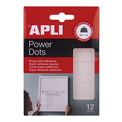 APLI - 18779 Power Dots - Doppelseitige Ultra-Klebepunkte - Befestigungspunkte ohne Nägel oder Löcher - Abnehmbarer Klebstoff - Belastbar bis 4 kg pro Stück von APLI