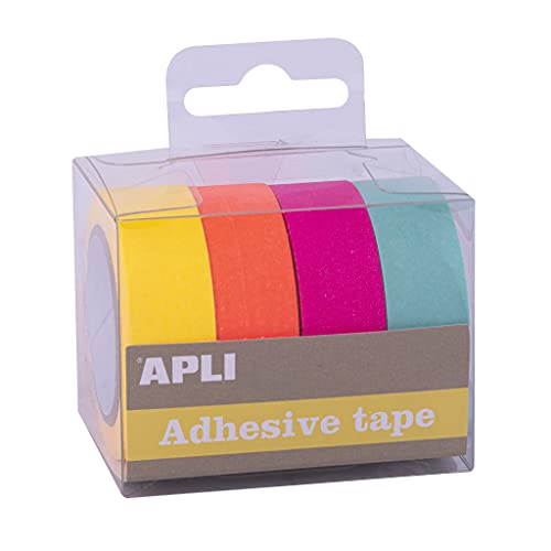 APLI - 18817 - Pack dekorative Klebebänder - Papier Typ WASHI TAPE - Fluorfarben - 4 Rollen - 15 mm x 15 m APLI - 18817 - Pack dekorative Klebebänder - Papier Typ WASHI TAPE - Fluorfarben - 4 Rollen - 15 mm x 15 m von APLI