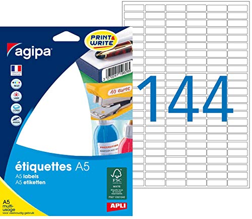 agipa 114017 Universal-Etiketten, 8 x 20 mm, weiß von APLI