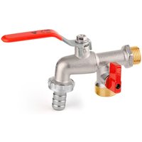 1/2" Doppelanschluss-Gartenkugelhahn mit Schlauchhalter und Miniventil APM 2040ST 015 1/2" x 3/4" x 3/4" von APM