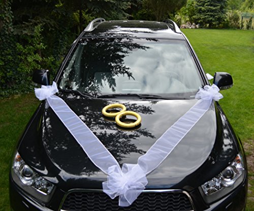 Autoschmuck Autodeko Hochzeit Dekor Verschiedene Variante Komplett (Basis, Mini-Ringe) von AMP