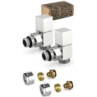 Chromfarbenes quadratisches Einrichtungsventil-Set mit Klemmanschluss und Adapter für Mehrschichtrohre APM 207KC 015 M 16 12 Chrom von APM