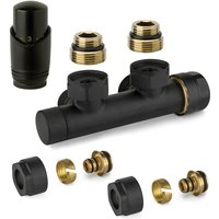 Schwarzer thermostatischer quadratischer H-Ventilsatz mit Adapter für Mehrschichtrohre APM 343KNN 015 M 16 12 Schwarz von APM
