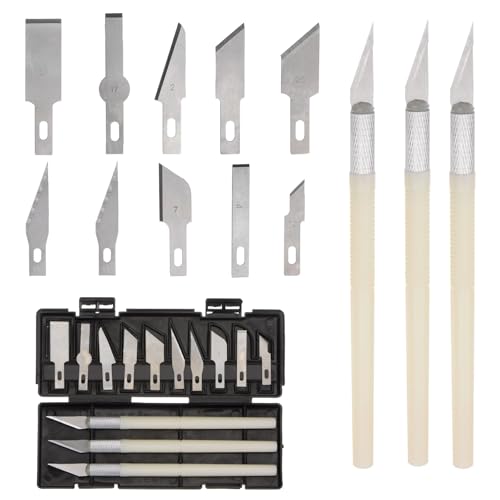 APMGONT 13 Stücke Skalpell Set, Precision Carving Craft Messer Set mit 10 Stück Ersatzklingen Bastelmesser Schnitzmesser Craft Cutter Skalpell Basteln für Skulptur, DIY Art, Cutting (Silber) von APMGONT