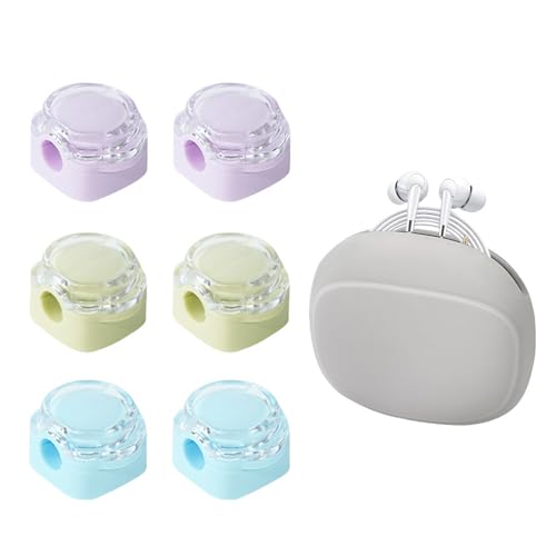 Kabelhalter Kabelclips 12 Stück Kabelhalter Schreibtisch Magnetische Einstellbare Kabel Organizer Magnethalter Weiße Kabelclips für Nachttisch, Ladekabel, Bürobedarf (Lila Blau Grün) von APMGONT