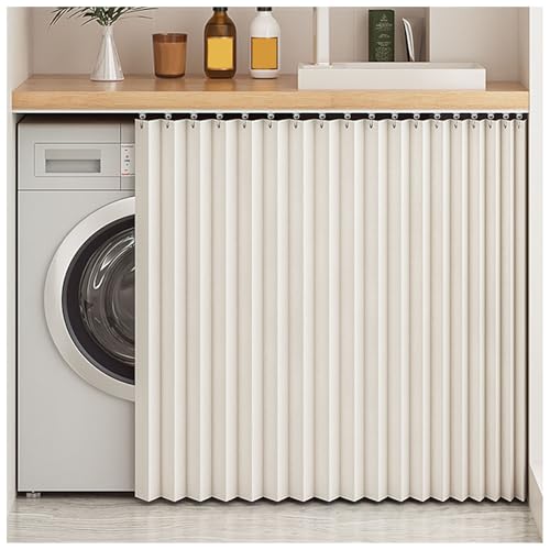 APMOE Schrankvorhang, Schrank Vorhang Zum Schieben Staubdichter Vorhang für Regal Vorhang Schrank Sichtschutzvorhang Schrank Vorhang Zum Schieben mit Gleitschienen(Beige,Curtain H 80cm/60cm Track) von APMOE